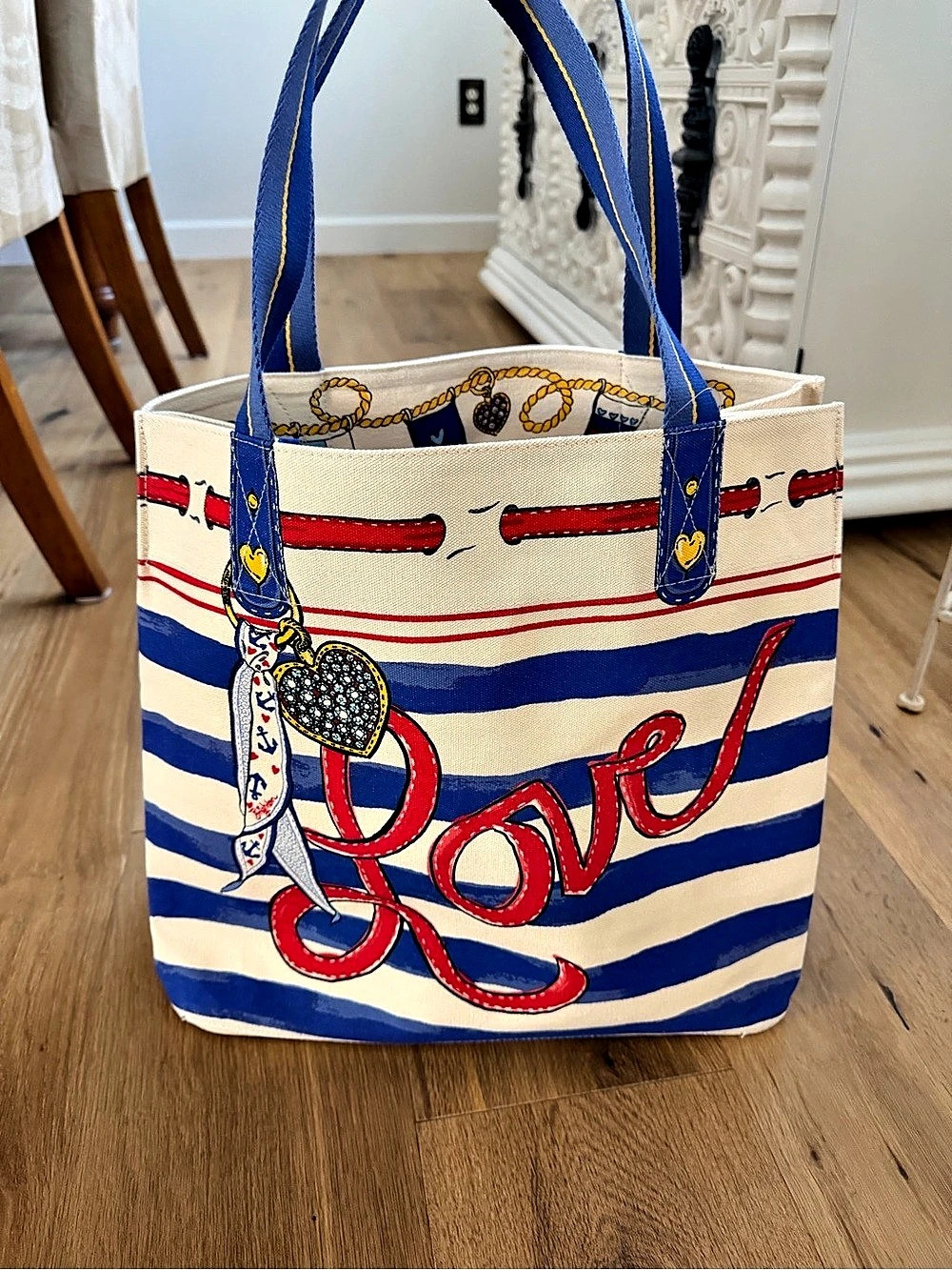 Brighton Striped Love Tote Blue & White